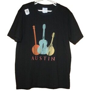 Austin Kids Shirt - Austin Texas Youth T-Shirt Sz S Black SS Guitars Atleisure
